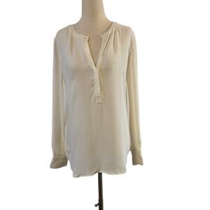 J.Crew Popover Placket Blouse Ivory White Size 6 Long Sleeve Women’s Top